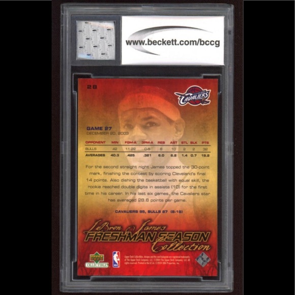 LeBron James 04 Upper Deck Used HS Jer #28 BCCG 10 - Picture 2 of 2